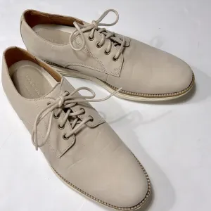 Cole Haan plain toe lace up derby shoe, beige, size 8.5