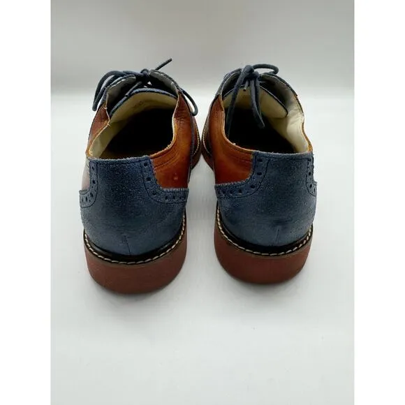 Cole Haan Saddle Oxford Brown Blue Suede Derby Leather Dress Shoes Mens Size 10