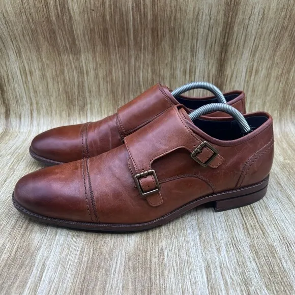 Cole Haan Warner Grand Monk Strap Men's Size 10 D Brown Shoes Cap Toe C29305