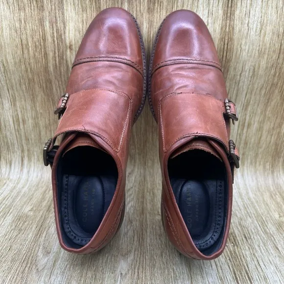 Cole Haan Warner Grand Monk Strap Men's Size 10 D Brown Shoes Cap Toe C29305
