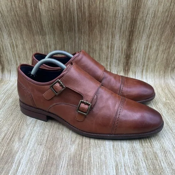 Cole Haan Warner Grand Monk Strap Men's Size 10 D Brown Shoes Cap Toe C29305