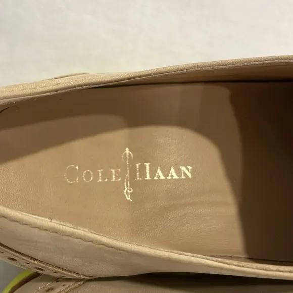 COLE HAAN  Women Shoes 7.5B Alisa Wingtip Oxfords Taupe D41114 Lace Up Comfort