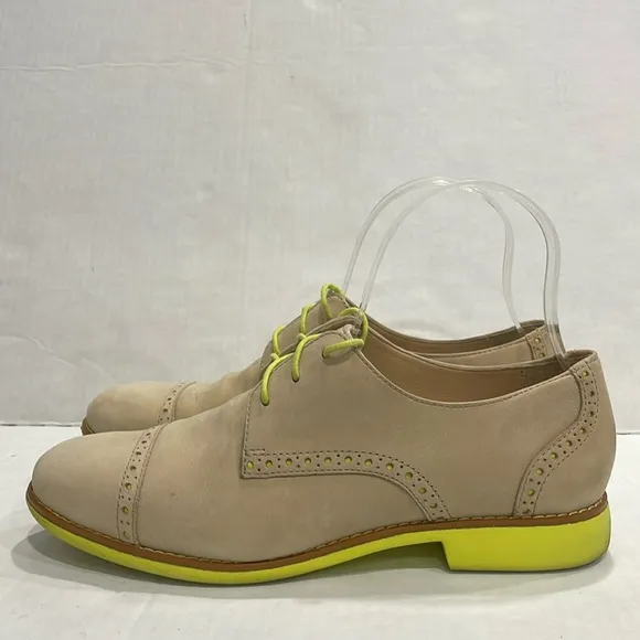 COLE HAAN  Women Shoes 7.5B Alisa Wingtip Oxfords Taupe D41114 Lace Up Comfort