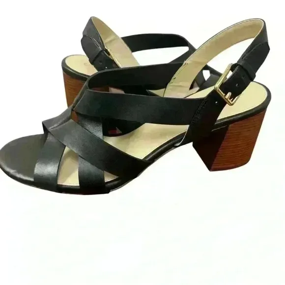 Cole Haan Women's Jamie Stacked Heel Sandals Black US size 11 Shelf pulls