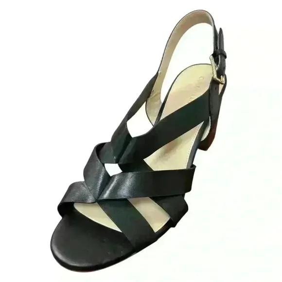 Cole Haan Women's Jamie Stacked Heel Sandals Black US size 11 Shelf pulls