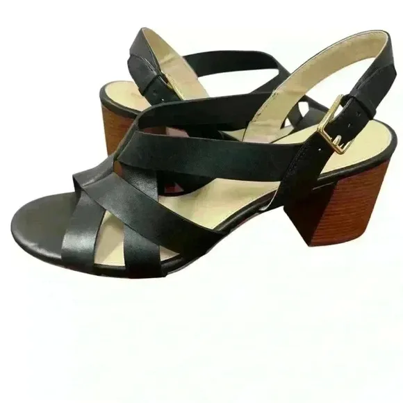 Cole Haan Women's Jamie Stacked Heel Sandals Black US size 11 Shelf pulls