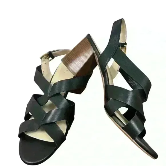 Cole Haan Women's Jamie Stacked Heel Sandals Black US size 11 Shelf pulls