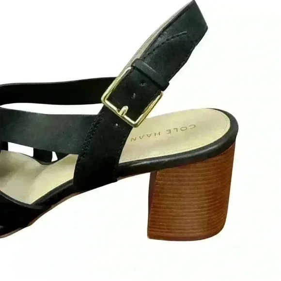 Cole Haan Women's Jamie Stacked Heel Sandals Black US size 11 Shelf pulls