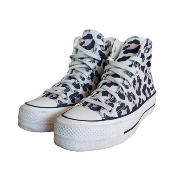 Converse All Star Chuck Taylor Lift High Leopard Print 568002C Women's Size 6.5