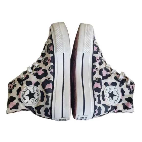 Converse All Star Chuck Taylor Lift High Leopard Print 568002C Women's Size 6.5