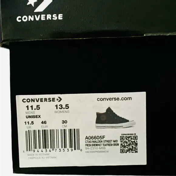 Converse Unisex CTAS Malden Mid Canvas Sneaker Shoes Brown Size 11.5