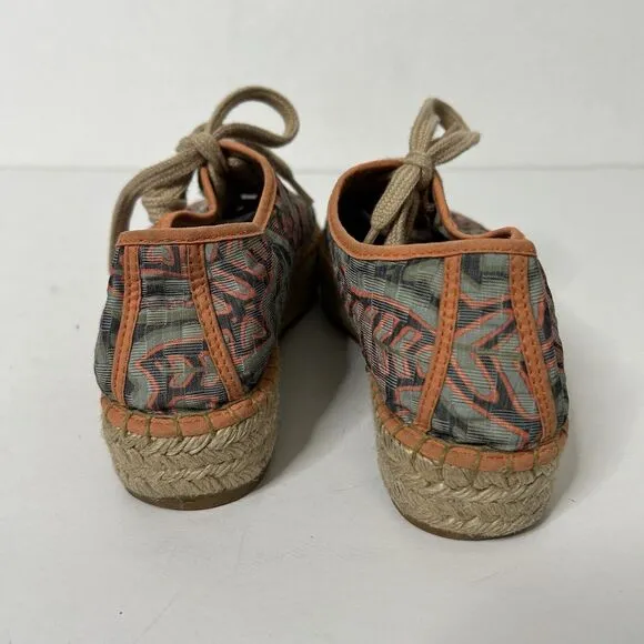 Cotelac Art Abstract Print Espadrille Sneaker Shoes US 7/EUR 37 Pink Blue Boho