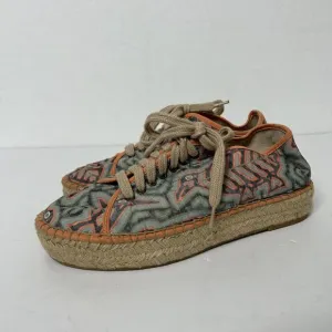 Cotelac Art Abstract Print Espadrille Sneaker Shoes US 7/EUR 37 Pink Blue Boho