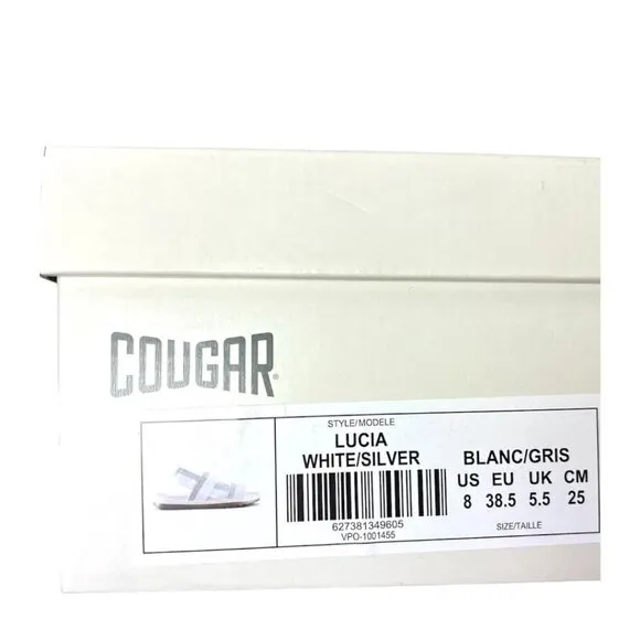 Cougar Womens White and Silver Lucia Sling Back Platform Sandals Sz 8 NIB