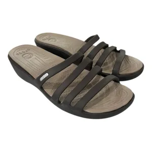 Crocs Comfort Slip On Strappy Wedge Sandals Gray Women’s Size 11 Summer Preppy