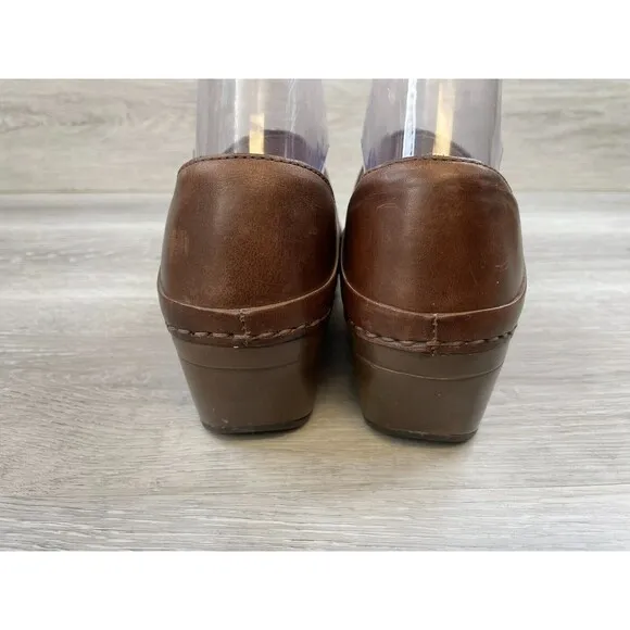 Dansko 9821457800 Women's 7.5 Brown Leather Floral Round Split Toe Clog Shoes