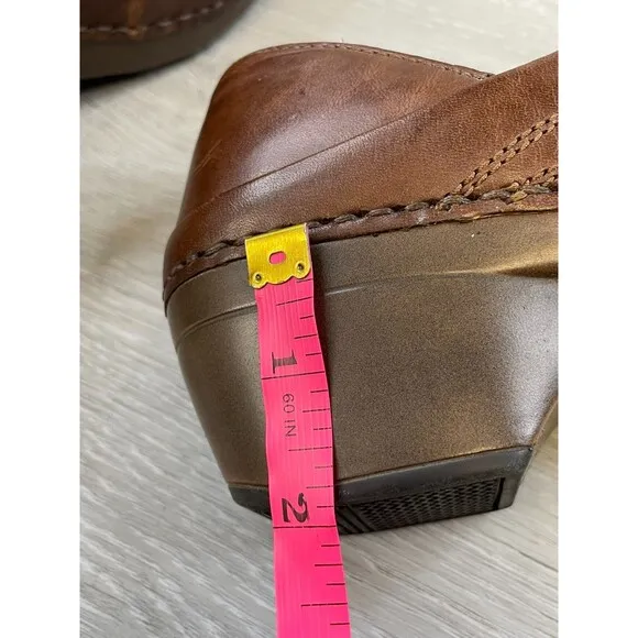 Dansko 9821457800 Women's 7.5 Brown Leather Floral Round Split Toe Clog Shoes