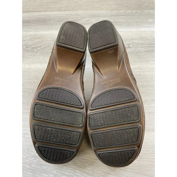 Dansko 9821457800 Women's 7.5 Brown Leather Floral Round Split Toe Clog Shoes