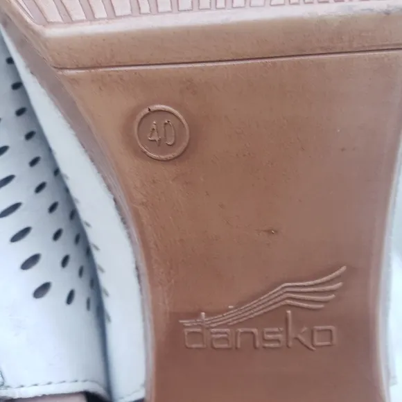 Dansko Danae Perforated Block Heel Sandals white leather 10