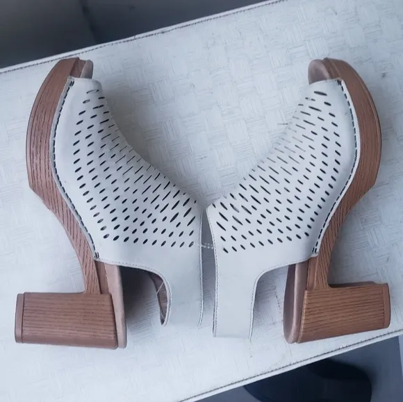 Dansko Danae Perforated Block Heel Sandals white leather 10