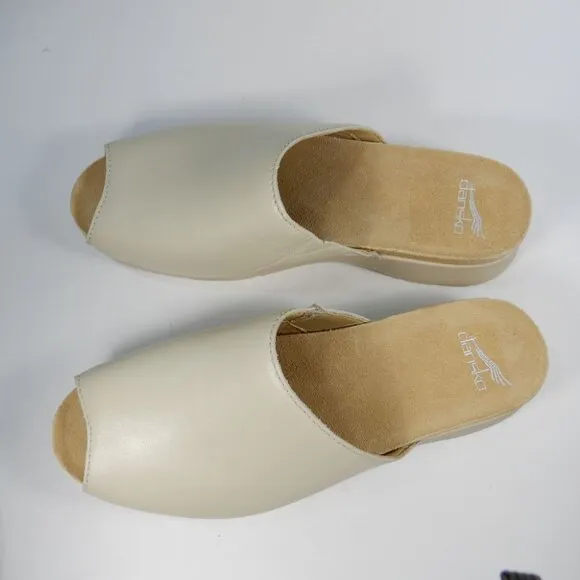 DANSKO Ravyn Peep Toe Platform Sandals Size 41 10.5 11 Ivory Leather NEW $140