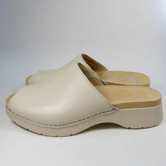 DANSKO Ravyn Peep Toe Platform Sandals Size 41 10.5 11 Ivory Leather NEW $140