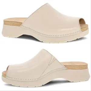 DANSKO Ravyn Peep Toe Platform Sandals Size 41 10.5 11 Ivory Leather NEW $140