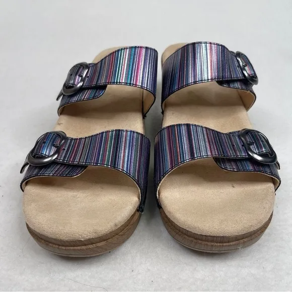 Dansko Sophie Sandals Metallic Stripe Size 42