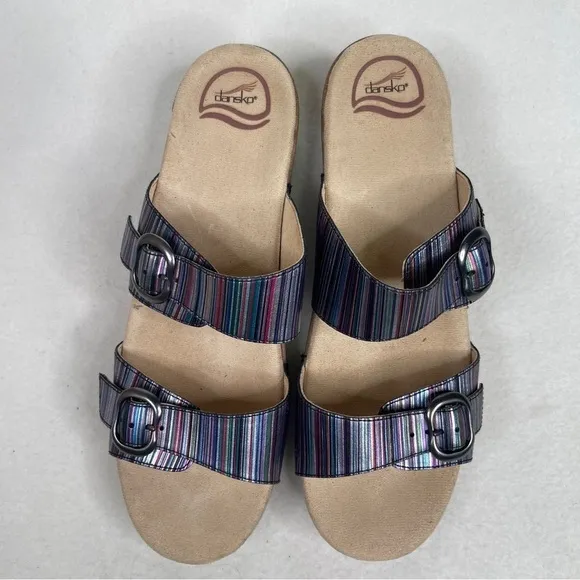 Dansko Sophie Sandals Metallic Stripe Size 42