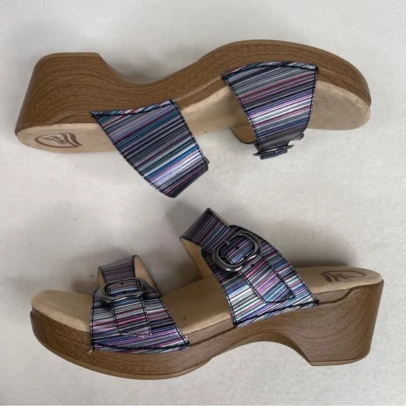 Dansko Sophie Sandals Metallic Stripe Size 42