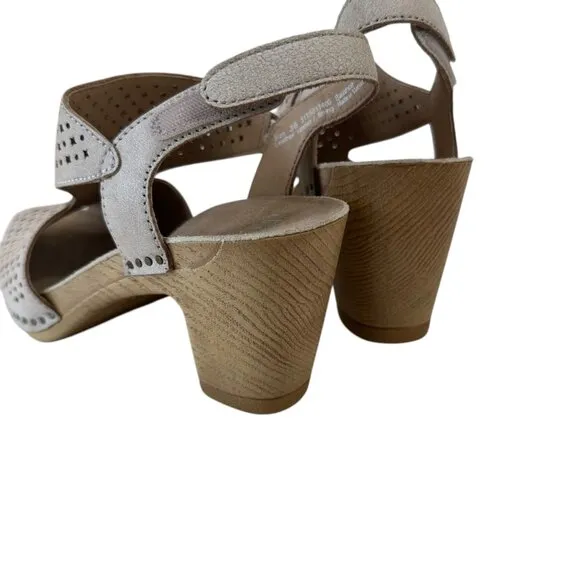 Dansko Teagan Womens Size 36 Perforated Leather Slingback Heeled Sandals Beige