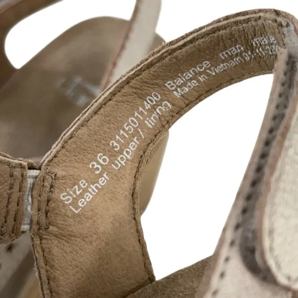 Dansko Teagan Womens Size 36 Perforated Leather Slingback Heeled Sandals Beige