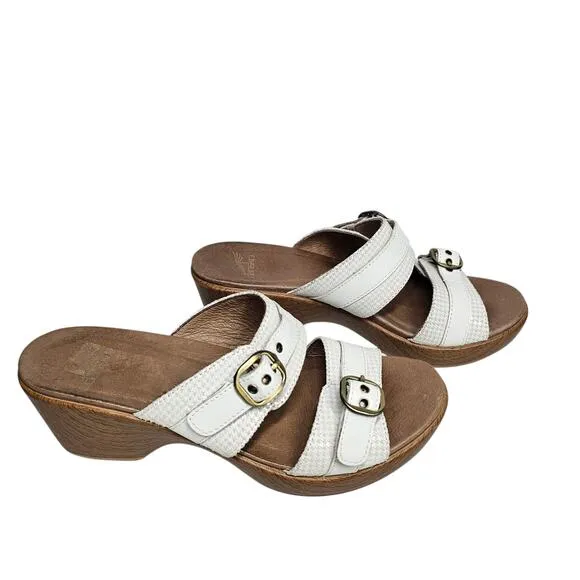 Dansko Women's Jessie White Multi Wedge Sandals EU 38 | US 7.5-8
