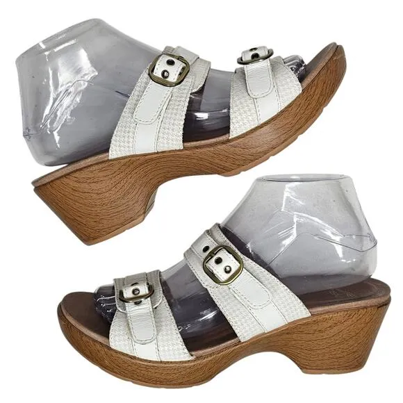 Dansko Women's Jessie White Multi Wedge Sandals EU 38 | US 7.5-8
