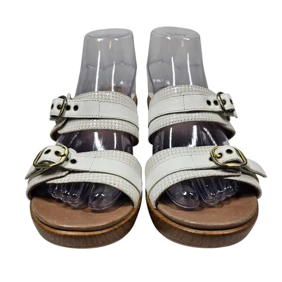 Dansko Women's Jessie White Multi Wedge Sandals EU 38 | US 7.5-8