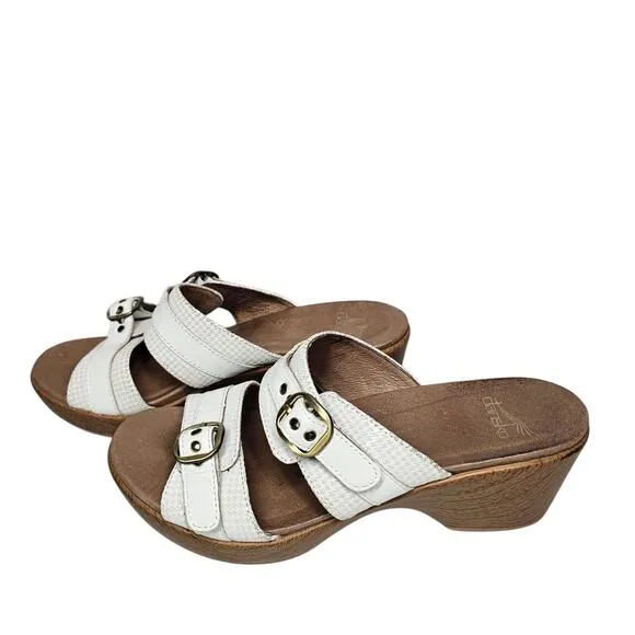 Dansko Women's Jessie White Multi Wedge Sandals EU 38 | US 7.5-8