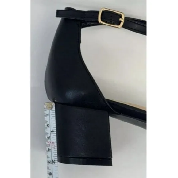 DE BLOSSOM / Annie-50/ Black / Block Heel / Open-Toe Sandals / With Ankle Strap