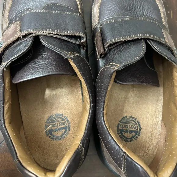 Deer tracks Men's 12‎ / 4E Brown Leather Slip On Casual Dress Comfort Shoes 2002