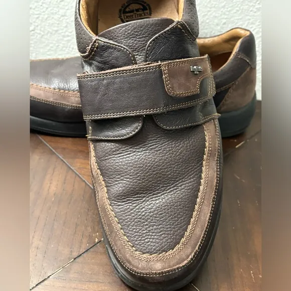 Deer tracks Men's 12‎ / 4E Brown Leather Slip On Casual Dress Comfort Shoes 2002