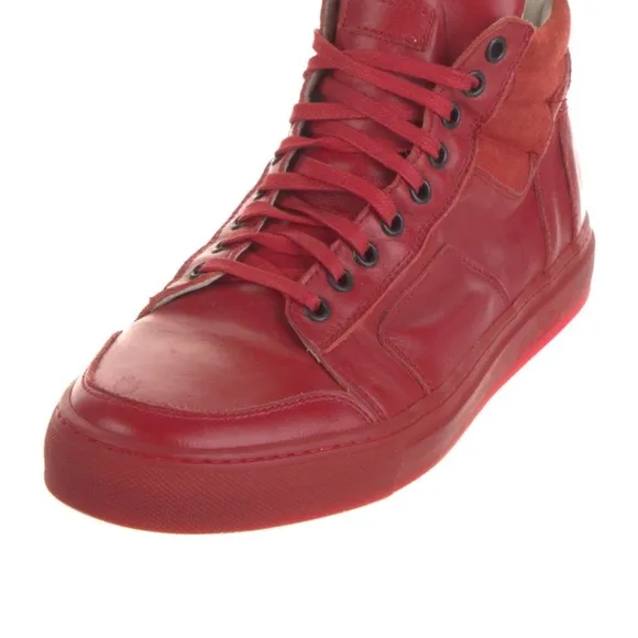 Del Toro Red Leather High-Top Sneakers