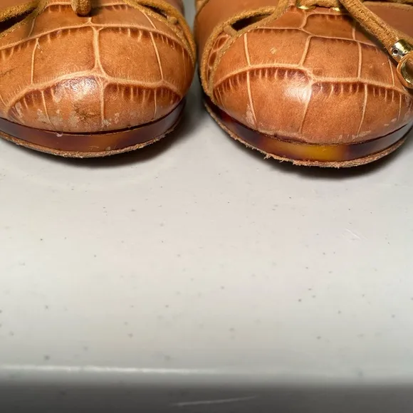 Dior Croc-Embossed Leather pump w/Tortoise Shell Heel IT Size 37/US size 7