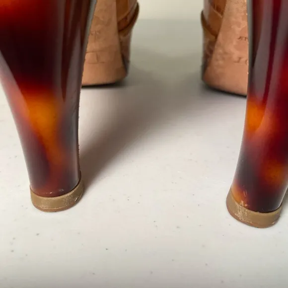 Dior Croc-Embossed Leather pump w/Tortoise Shell Heel IT Size 37/US size 7