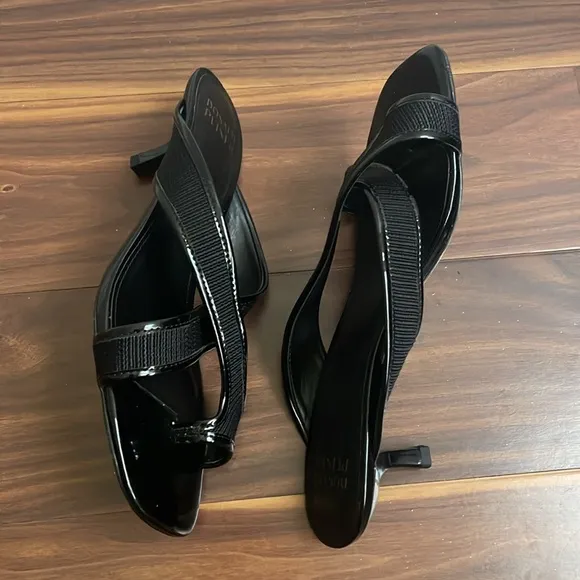 Donald J Pliner &quot;Vilo&quot; Black 8.5M Black Crepe Patent Leather Heel Shoes