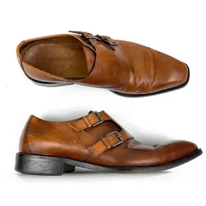 Donald Pliner Brown Leather Double Monk Strap Dress Shoes 11 M