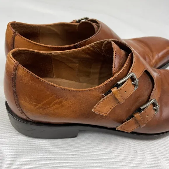 Donald Pliner Brown Leather Double Monk Strap Dress Shoes 11 M