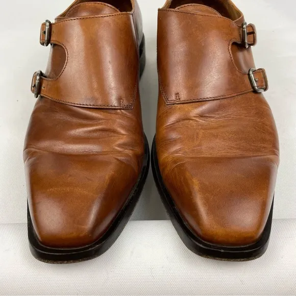 Donald Pliner Brown Leather Double Monk Strap Dress Shoes 11 M
