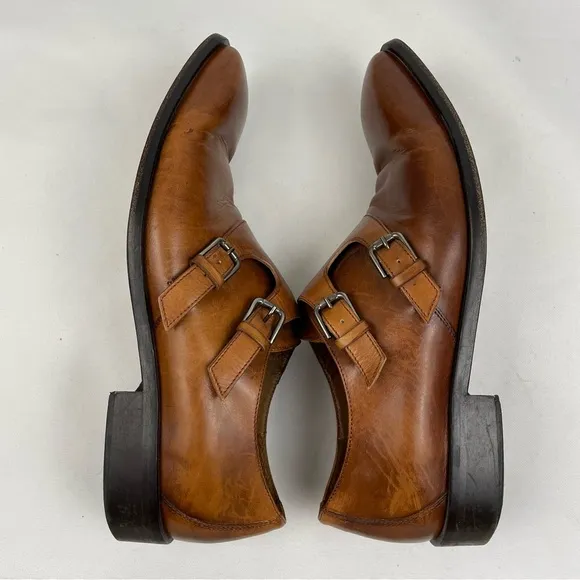 Donald Pliner Brown Leather Double Monk Strap Dress Shoes 11 M