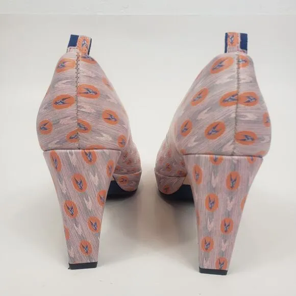 dr. Liza Ankara Pink Comfort Platform Pumps Pink Orange Blue Size 6