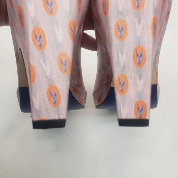 dr. Liza Ankara Pink Comfort Platform Pumps Pink Orange Blue Size 6