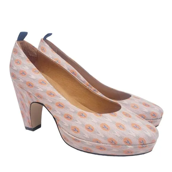 dr. Liza Ankara Pink Comfort Platform Pumps Pink Orange Blue Size 6